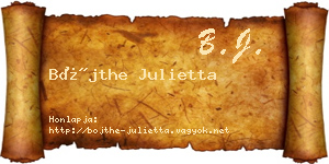 Bőjthe Julietta névjegykártya